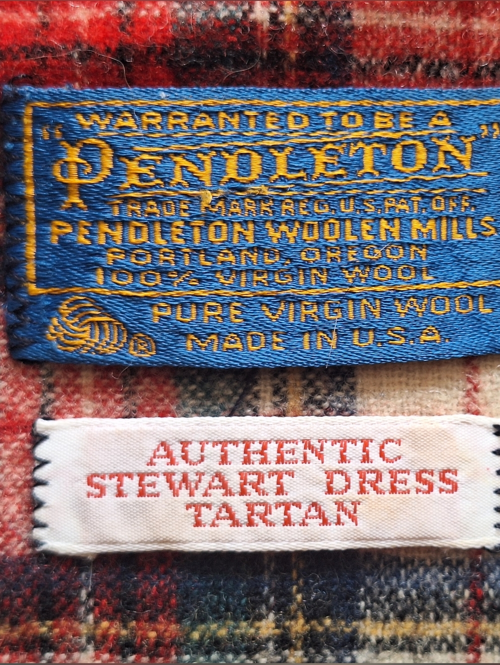 Vintage Pendleton Authentic Stewart Dress Tartan Wool Scarf - Red Multi - Picture 8 of 9